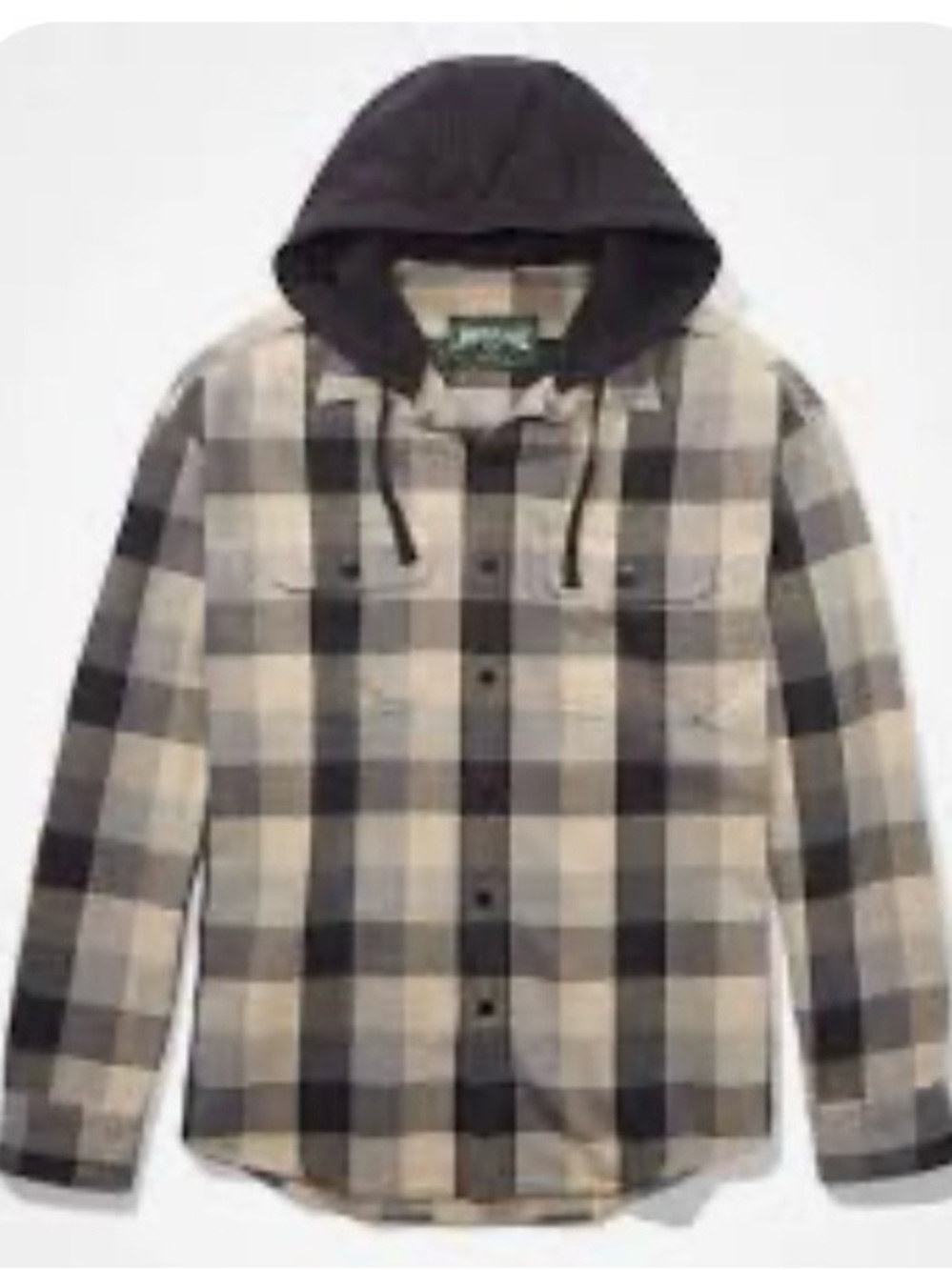 American Eagle Soft flannel shirt with fleece drawstring hood Men's Small
